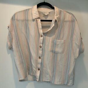 Stripe gauzy pastel  button down.